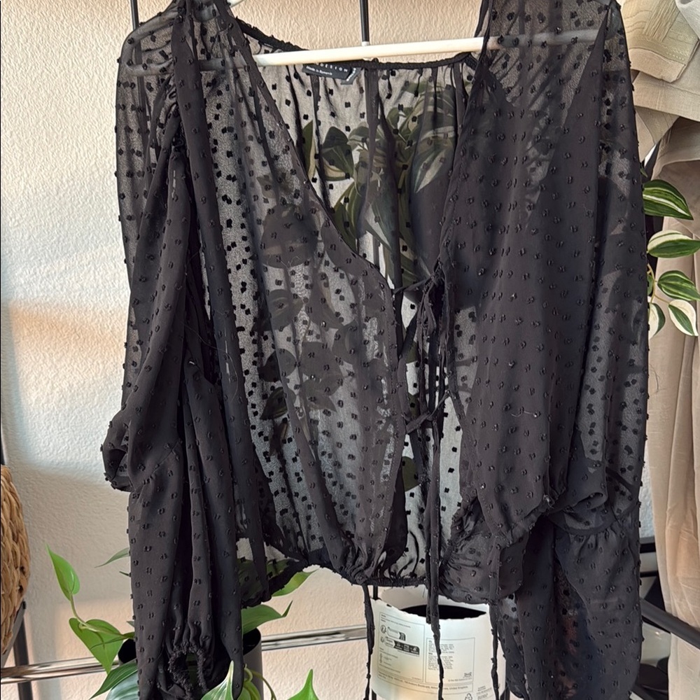 ASOS Vintage look Black Sheer Women's Top